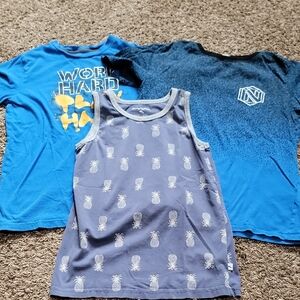 Boys Size 8 Graphic Tee Bundle + Tank 3pc Casual Summer